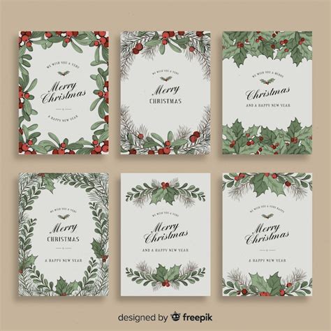 Christmas mistletoe cards collection | Free Vector