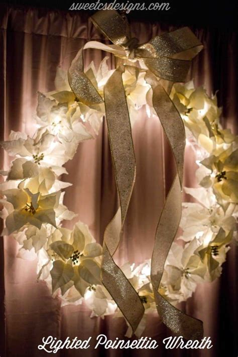 Lighted Poinsettia Wreath Tutorial - Sweet Cs Designs