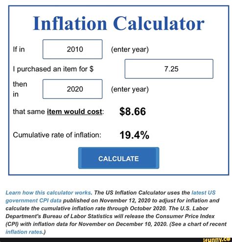 Inflation Calculator If in 2010 (enter year) I purchased an item for ...