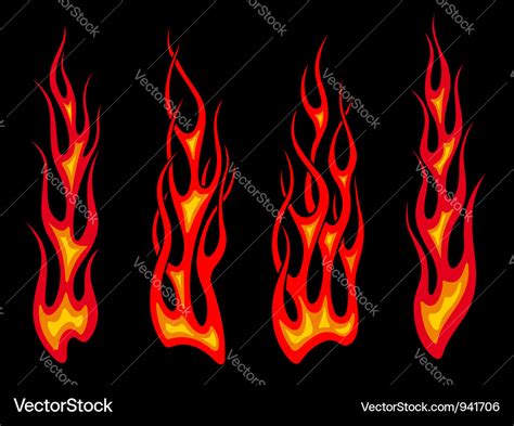 Set of long tribal fire flames Royalty Free Vector Image