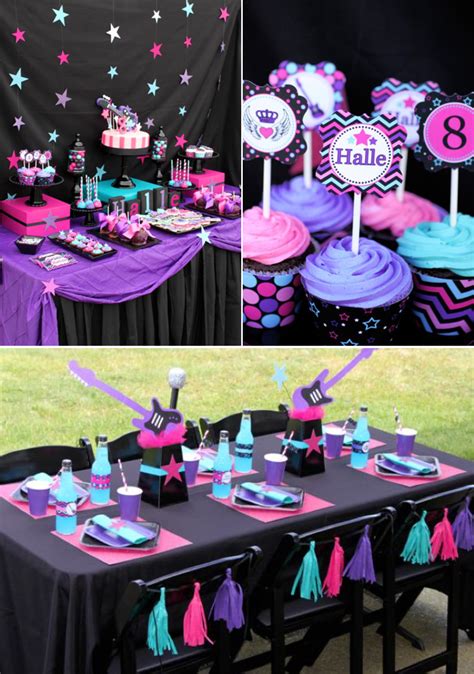 Kara's Party Ideas Girly Rock Star Dance Pink Birthday Party Planning ...