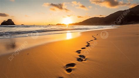 Footprints In The Sand Background, Footprints On The Beach At Sunset ...