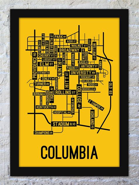 Columbia, Missouri Street Map Print