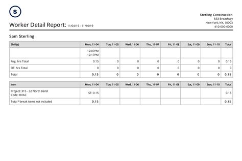 Construction Employee Timesheet