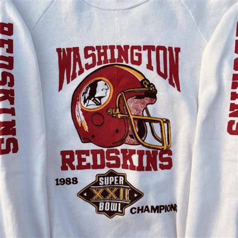 80’s vintage Washington Redskins Super bowl white... - Depop