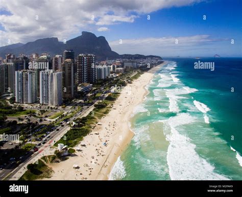 Drone photo of Barra da Tijuca beach, Rio de Janeiro, Brazil. We can ...