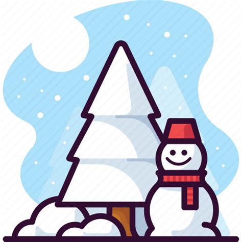 Christmas, forest, seasonal, snow, snowman, tree, winter icon