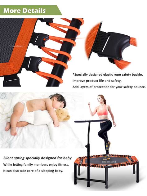 Portable Small Indoor Folding Exercise Trampolines with Safety Handrail ...