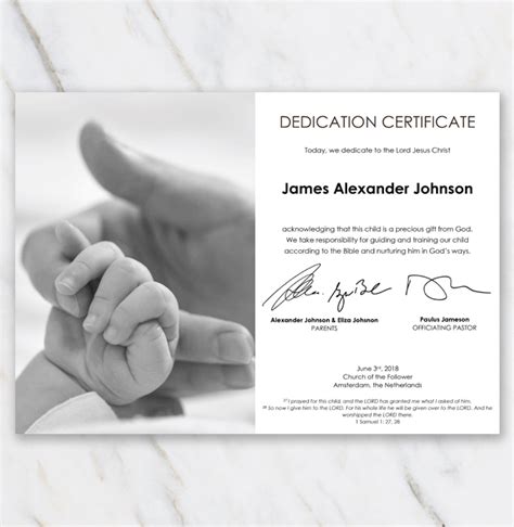 Baby Dedication Certificate Fillable
