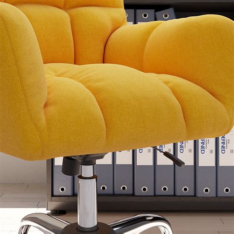 Modern Office Chair Upholstered Cotton & Linen Swivel Task Chair Height ...