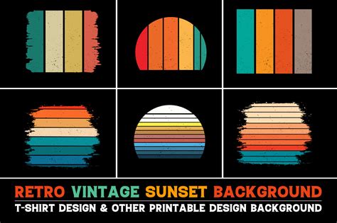 Sunset Retro Vintage Grunge Background Graphic by T-Shirt Design Bundle ...