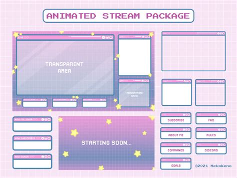 Animated Twitch Overlay Stream Overlay Package Cute Retro ...