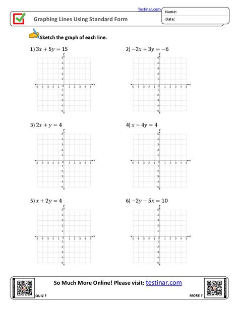 Graphing Lines Using Standard Form worksheets