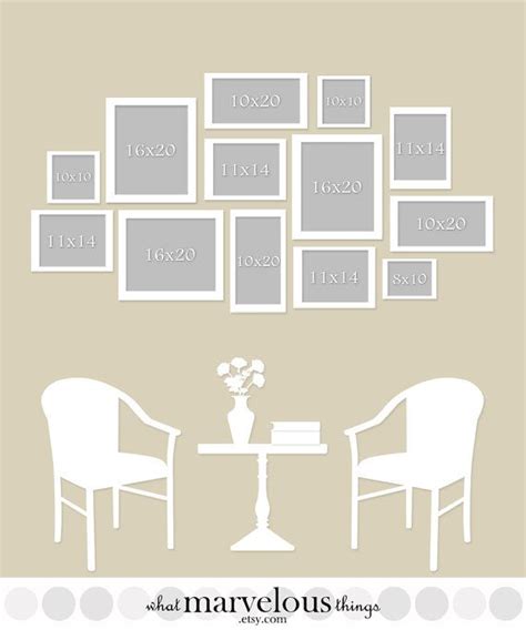 Wall Display Template 15-pack - Etsy | Gallery wall living room, Photo ...