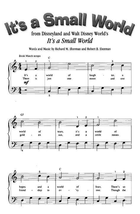 Disney IT'S A SMALL WORLD Easy Piano Sheet music | Easy Sheet Music