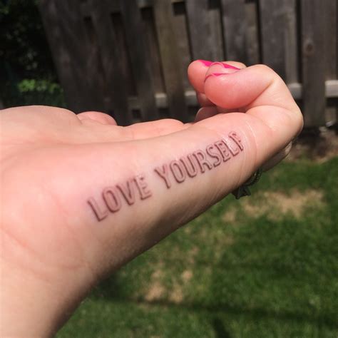 Love Yourself Tattoo Finger Tattoo Temporary Tattoo Fake