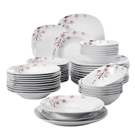 VEWEET 'Annie' 48 pieces Ivory White Porcelain Dinnerware Set Kitchen ...