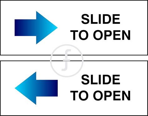 fingerz Slide to Open Sign Sticker Office Glass Door Signage Left Right Multicolored Blue Arrow ...