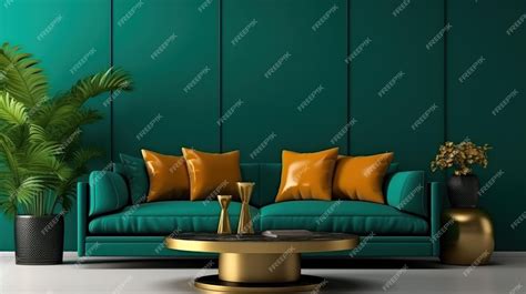 Premium AI Image | Modern living room in emerald colors