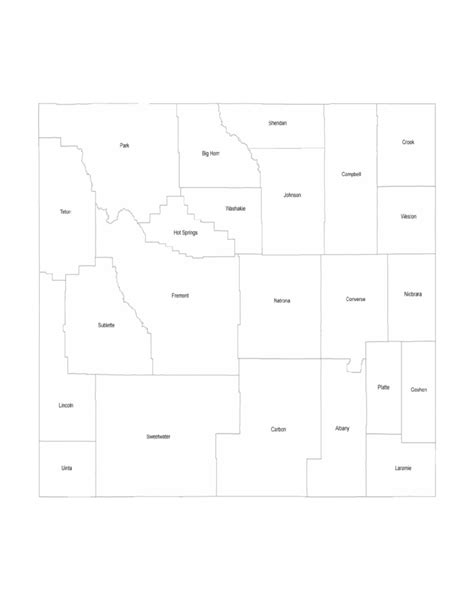 Wyoming County Map with County Names Free Download