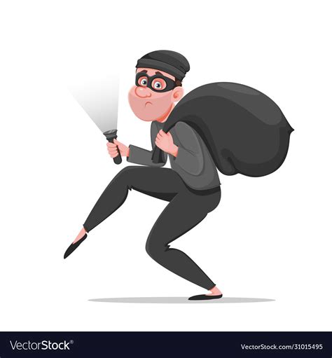 Cartoon thief walking carefully funny burglar Vector Image