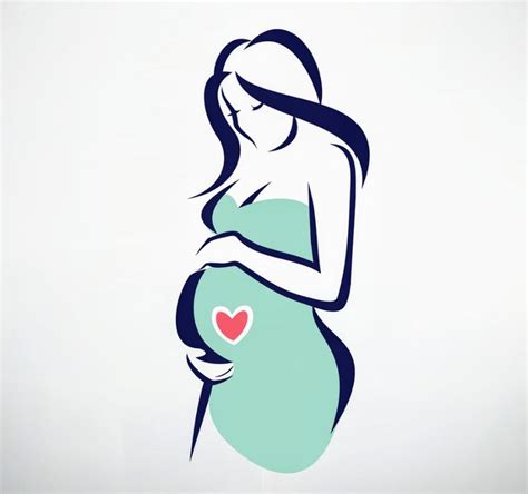 a pregnant woman with a heart in her belly on a white background eps ...