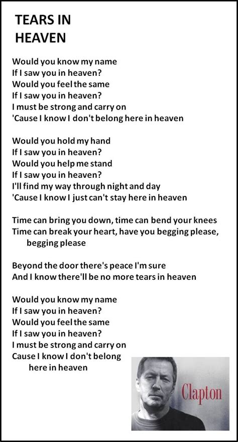 Tears In Heaven Lyrics - chimdae web