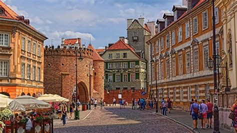 Wallpaper Poland, Warsaw, Barbican, street, city, old town, people, street 1920x1200 HD Picture ...