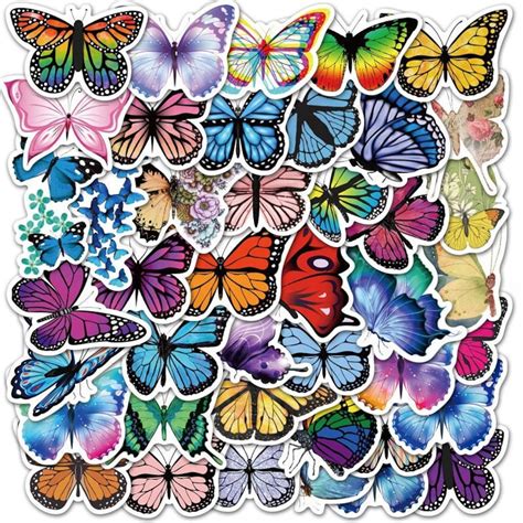 Pack of 25 or 50 Vinyl Butterfly Stickers Die Cut Decal Set | Etsy