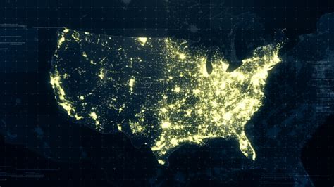 USA Map Night Lighting Rollback 4K, Motion Graphics | VideoHive