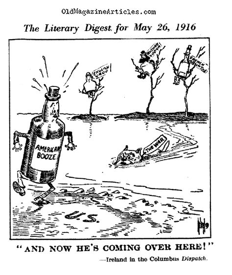 PROHIBITION CARTOON 1917,PROHIBITION CARTOONS FROM LITERARY DIGEST MAGAZINE 1917,MAGAZINE ...