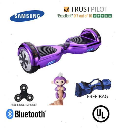 Purple Hoverboard Chrome Bluetooth 2020 | Samsung Battery