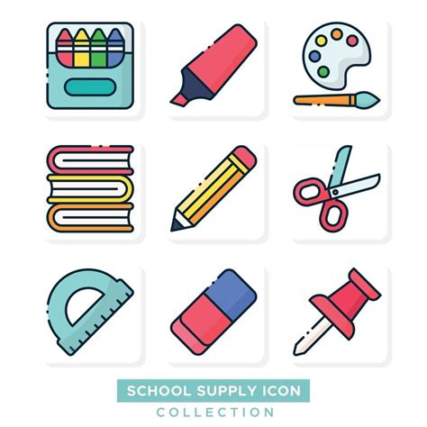 School Supply Icon Collection 2860922 Vector Art at Vecteezy