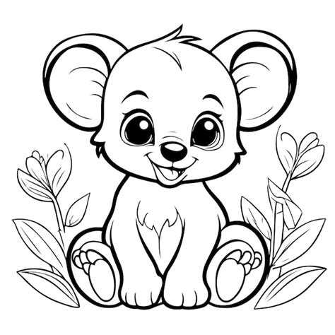 Premium Vector | Simple line art coloring pages cute baby animals