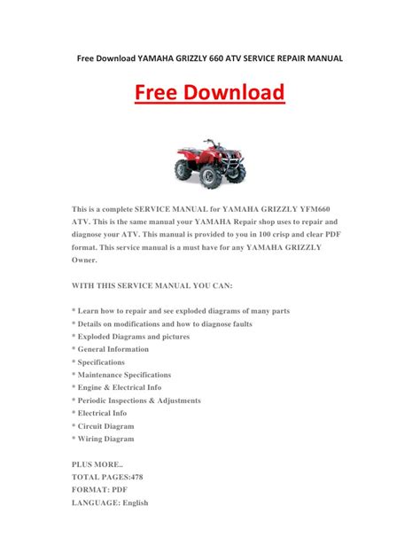 Yamaha Rhino 660 Service Manual Free Download - ngoyellow