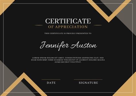 Free Golden And Black Elegant Certificate template