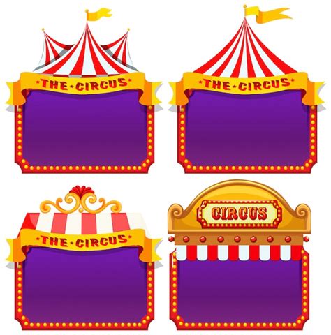 Free Vector | Set of circus banner