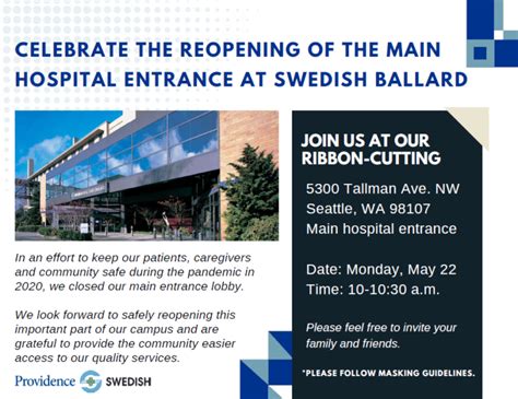 Celebrate the reopening of the main hospital entrance at Swedish Ballard – My Ballard