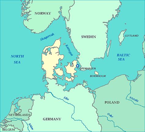 Mapa de Dinamarca - Geografia moderna