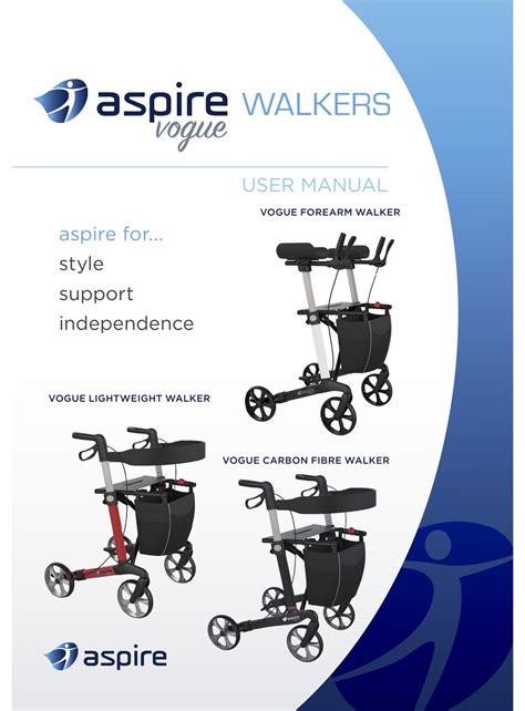 ASPIRE VOGUE LIGHTWEIGHT WALKER USER MANUAL Pdf Download | ManualsLib