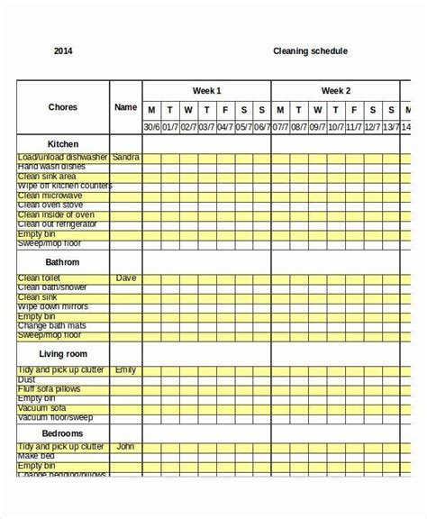 Weekly Cleaning Schedule Template Fresh Excel Weekly Schedule Templates ...