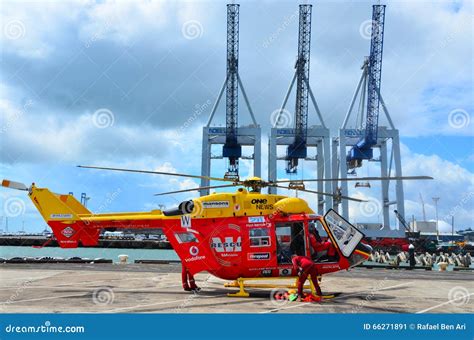 Westpac Rescue Helicopter Crew In Ports Of Auckland Editorial Photo ...