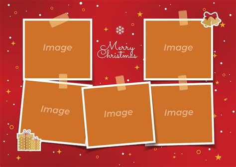 Premium Vector | Christmas photo collage template printable