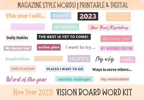 2023 Vision Board Printable Vision Board Digital 2023 - Etsy Sweden