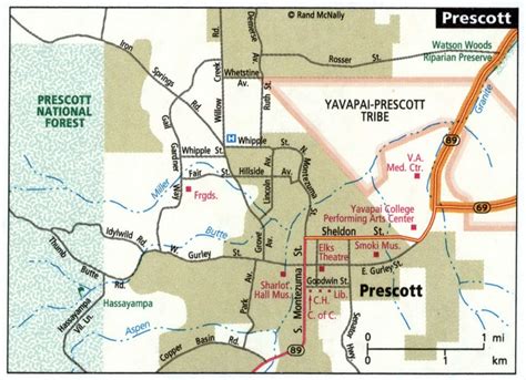 Prescott city road map for truck drivers area town toll free highways map - USA