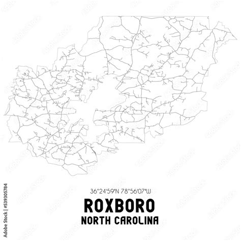 Roxboro North Carolina. US street map with black and white lines. Stock ...