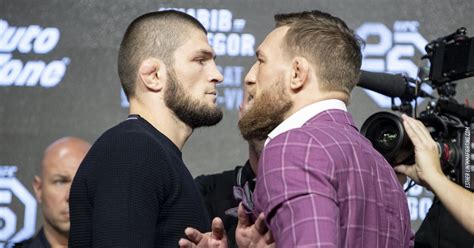 Khabib vs. McGregor UFC 229 press conference staredown - MMA Fighting