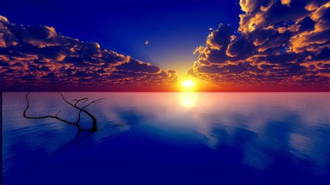 Download Horizon Sea Ocean Sun Cloud Sky Nature Sunrise HD Wallpaper