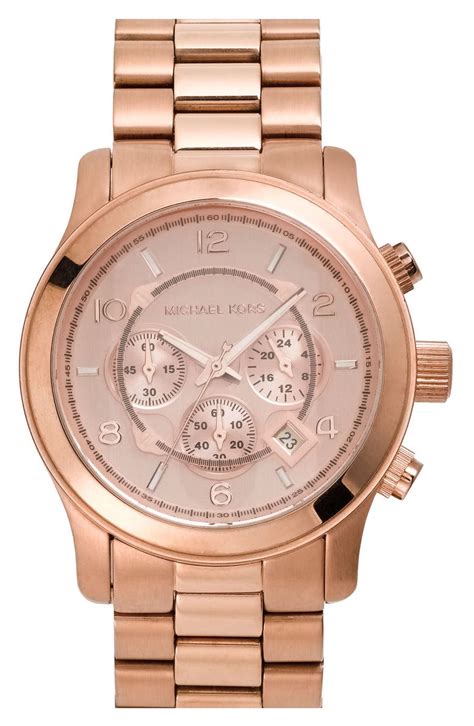 Michael Kors 'Large Runway' Rose Gold Plated Watch, 45mm | Nordstrom