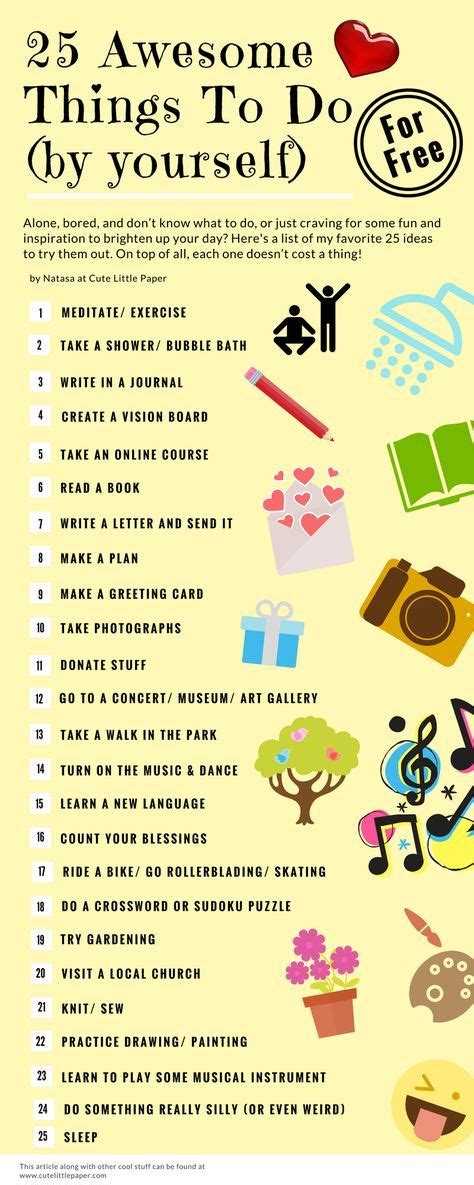 25 Things To Do By Yourself -For Free- Cute Little Paper | Self improvement, Self help, Things to do